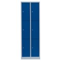 Fächerschrank XL, 2 Abteile, 6 Fächer RAL 7035 lichtgrau / RAL 5010 enzianblau