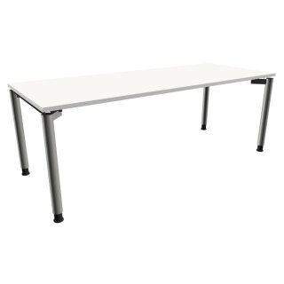 Schreibtisch mit 4-Fußgestell "Premium", 200 x 80 cm weiß