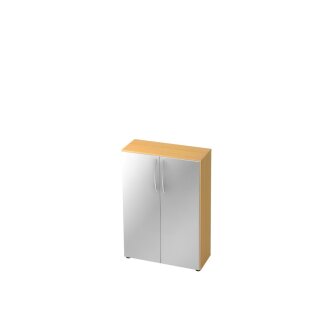 Sideboard "BASIC" - 3 Ordnerhöhen, Korpus buche, Türen silber