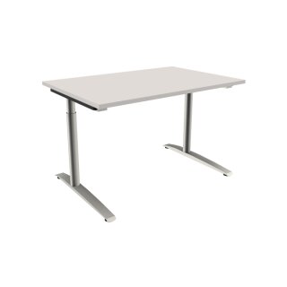 Schreibtisch mit C-Fußgestell "Premium", 120 x 80 cm lichtgrau