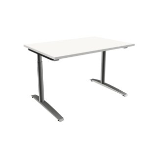 Schreibtisch mit C-Fußgestell "Premium", 120 x 80 cm weiß