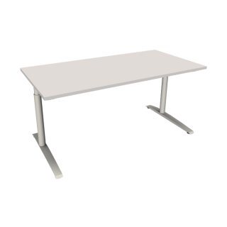 Schreibtisch mit C-Fußgestell "Premium", 160 x 80 cm lichtgrau
