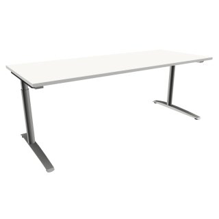 Schreibtisch mit C-Fußgestell "Premium", 200 x 80 cm weiß