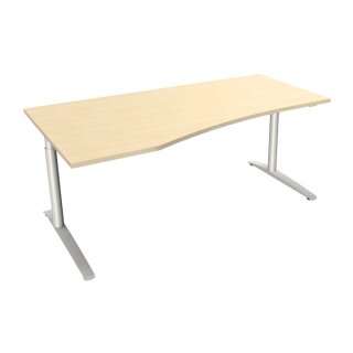 EDV Schreibtisch mit C-Fußgestell "Premium", 180 x 80/100 cm, Ausrichtung links königsahorn