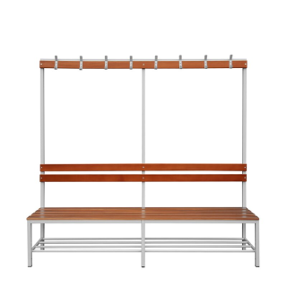 Sitzbankgarderobe mit Buchenholz-Auflage, einseitig, 160 cm breit