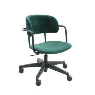 Bürodrehstuhl "Retro Velours" in waldgrün mit Sitztiefenverstellung