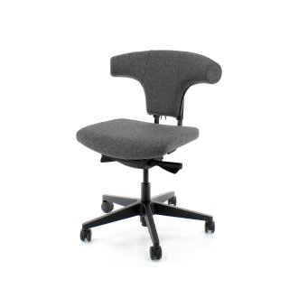 Bürodrehstuhl "T" mit Polsterung in Wollfilz grau, höherer Gasfeder und Sitzneigeverstellung