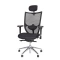 Bürodrehstuhl SIT - Exclusive mit Kopfstütze, Sitz und Rückenlehne in Leder schwarz