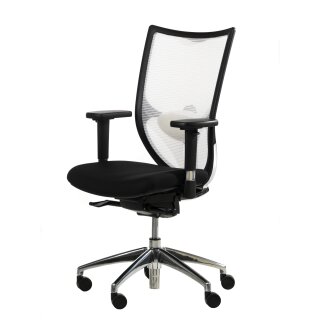 Bürodrehstuhl SIT - Exclusive mit höherer Gasfeder, Kopfstütze schwarz und Rückenlehne in Netz weiß