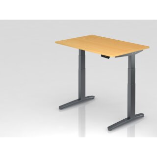 Steh-Sitz-Schreibtisch "Pro" - 120 x 80 cm, Dekor buche, Gestell graphit/graphit