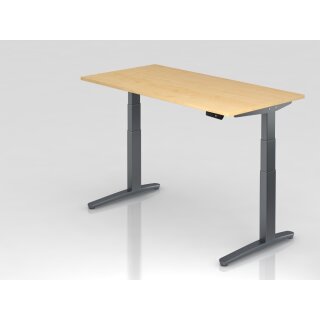 Steh-Sitz-Schreibtisch "Pro" - 160 x 80 cm, Dekor ahorn, Gestell graphit/graphit