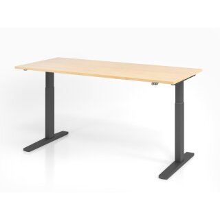 Steh-Sitz-Schreibtisch "Basic" - 180 x 80 cm, Dekor ahorn, Gestell graphit