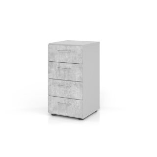 Schubladenschrank "PRO" -  2 Ordnerhöhen, Korpus grau, Schubladen beton
