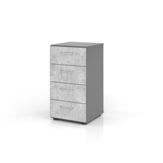 Schubladenschrank "PRO" -  2 Ordnerhöhen, Korpus graphit, Schubladen beton