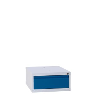 Schubladenmodul für Werkbank - 1 Schublade in lichtgrau/enzianblau