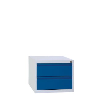 Schubladenmodul für Werkbank - 2 Schubladen in lichtgrau/enzianblau